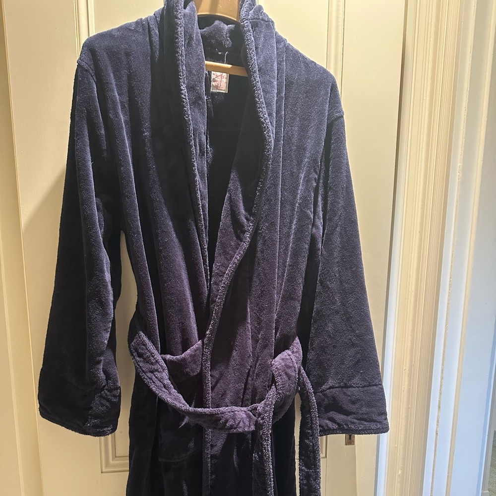 Brooks Brothers Dark Blue Cotton Robe